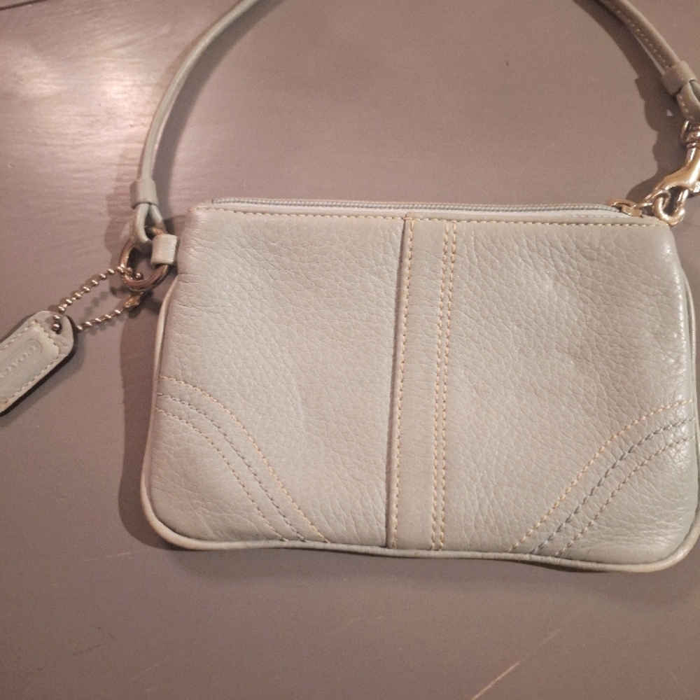 Coach White Leather Wristlet